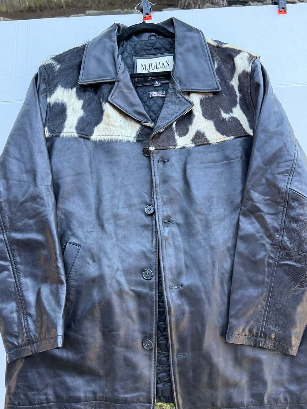 M. Julian Wilsons Leather Men's Genuine Leather Jacket with Cowhide Fur Yoke